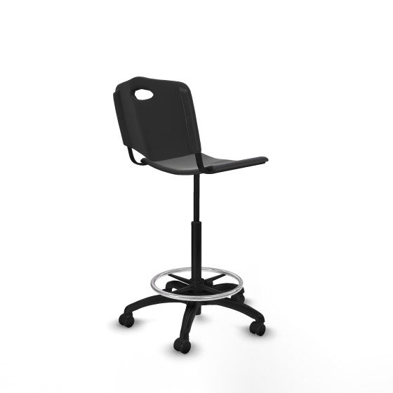 Taburete Robledo giratorio plástico negro sin brazos base poliamida ruedas autofrenantes 50mm