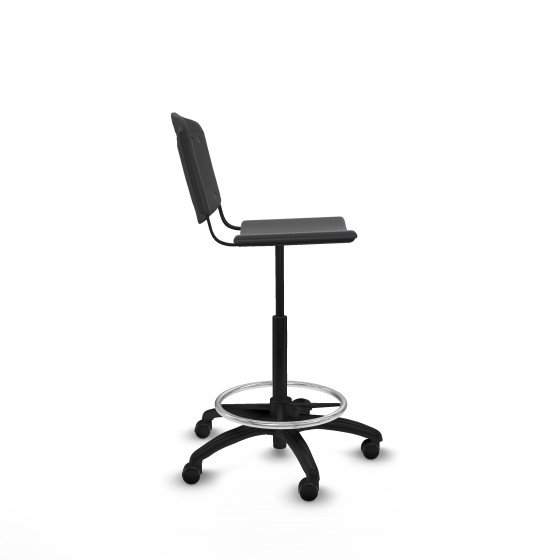 Taburete Robledo giratorio plástico negro sin brazos base poliamida ruedas autofrenantes 50mm