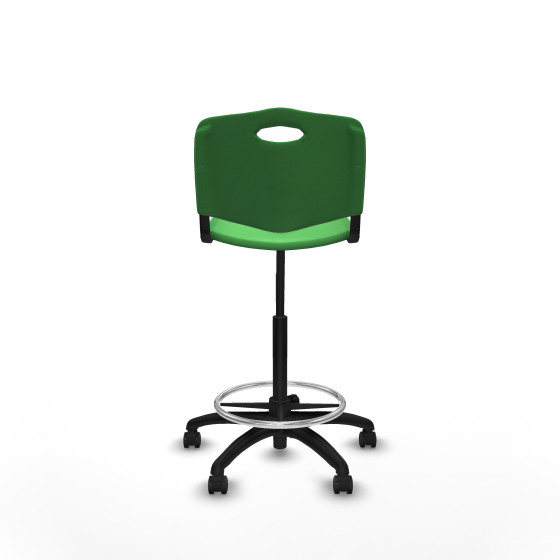 Taburete Robledo giratorio plástico verde sin brazos base poliamida ruedas autofrenantes 50mm
