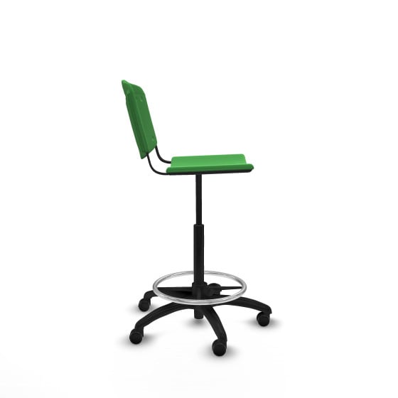 Taburete Robledo giratorio plástico verde sin brazos base poliamida ruedas autofrenantes 50mm