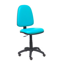 Silla Aýna similpiel verde turquesa ruedas de parqué