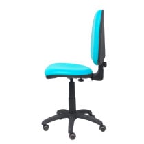 Silla Aýna similpiel verde turquesa ruedas de parqué