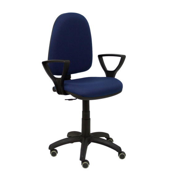 Silla Aýna bali azul marino brazos fijos ruedas de parqué