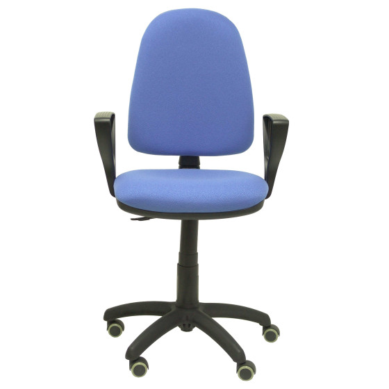Silla Aýna bali azul claro brazos fijos ruedas de parqué