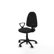 Algarra CP similpiel negro brazos fijos base poliamida ruedas engomadas 50mm