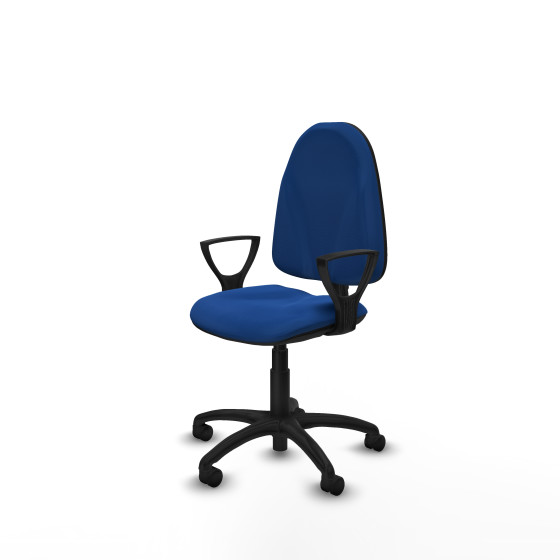 Algarra CP similpiel azul brazos fijos base poliamida ruedas nailon 50mm
