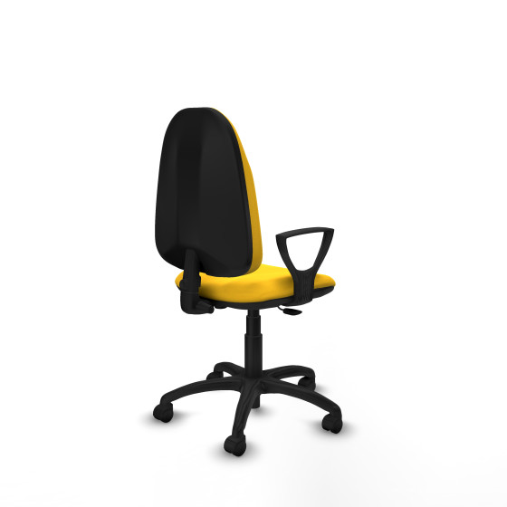 Algarra CP similpiel amarillo brazos fijos base poliamida ruedas nailon 50mm