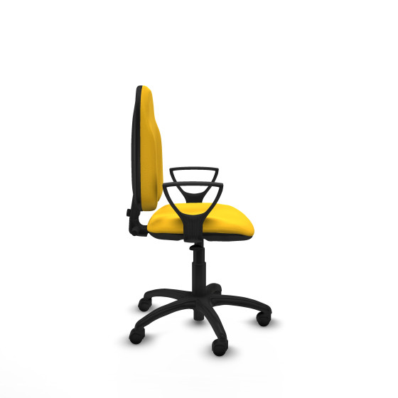 Algarra CP similpiel amarillo brazos fijos base poliamida ruedas nailon 50mm