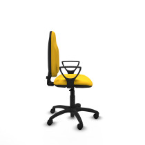 Algarra CP similpiel amarillo brazos fijos base poliamida ruedas nailon 50mm