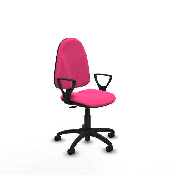 Algarra CP similpiel rosa brazos fijos base poliamida ruedas nailon 50mm