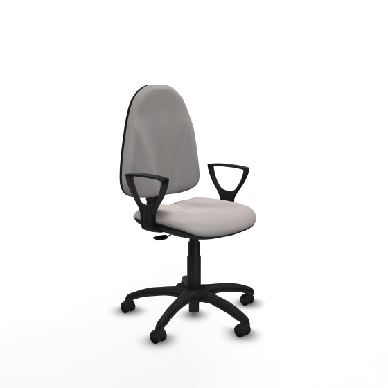 Algarra CP similpiel blanco brazos fijos base poliamida ruedas engomadas 50mm