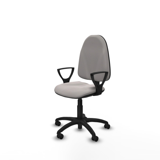 Algarra CP similpiel blanco brazos fijos base poliamida ruedas engomadas 50mm