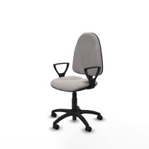 Algarra CP similpiel blanco brazos fijos base poliamida ruedas engomadas 50mm