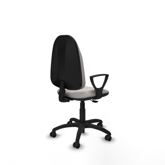Algarra CP similpiel blanco brazos fijos base poliamida ruedas engomadas 50mm