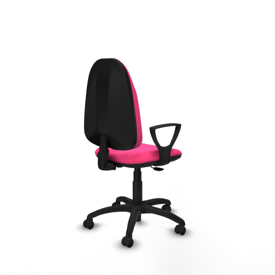 Algarra CP similpiel rosa brazos fijos base poliamida ruedas engomadas 50mm