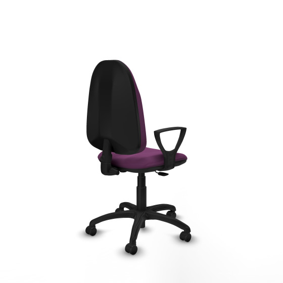 Algarra CP similpiel morado brazos fijos base poliamida ruedas engomadas 50mm