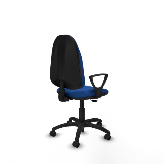 Algarra CP similpiel azul brazos fijos base poliamida ruedas autofrenantes 50mm