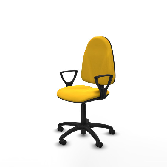 Algarra CP similpiel amarillo brazos fijos base poliamida ruedas autofrenantes 50mm