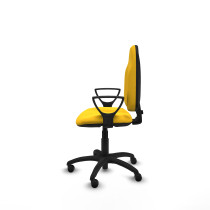 Algarra CP similpiel amarillo brazos fijos base poliamida ruedas autofrenantes 50mm