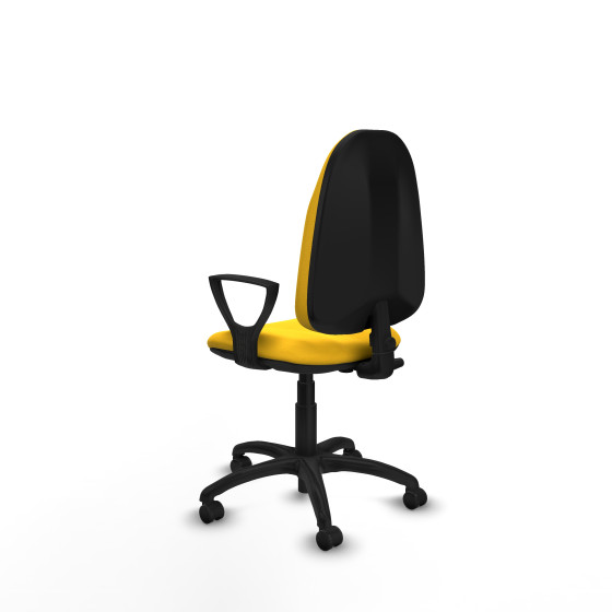 Algarra CP similpiel amarillo brazos fijos base poliamida ruedas autofrenantes 50mm