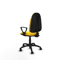Algarra CP similpiel amarillo brazos fijos base poliamida ruedas autofrenantes 50mm