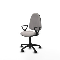 Algarra CP similpiel blanco brazos fijos base poliamida ruedas autofrenantes 50mm