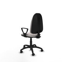 Algarra CP similpiel blanco brazos fijos base poliamida ruedas autofrenantes 50mm