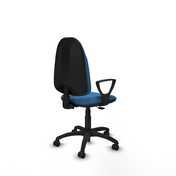 Algarra CP similpiel azul claro brazos fijos base poliamida ruedas autofrenantes 50mm
