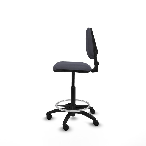 Taburete Isso CP bali gris oscuro sin brazos base poliamida ruedas nailon 50mm