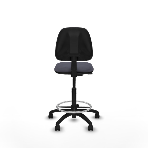 Taburete Isso CP bali gris oscuro sin brazos base poliamida ruedas nailon 50mm