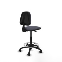 Taburete Isso CP bali gris oscuro sin brazos base poliamida ruedas nailon 50mm