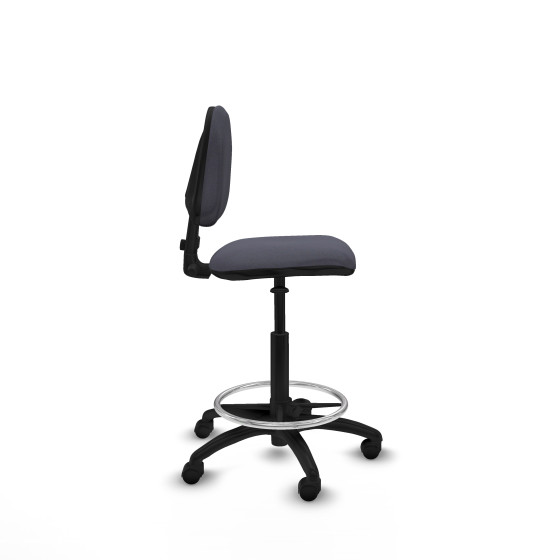 Taburete Isso CP bali gris oscuro sin brazos base poliamida ruedas nailon 50mm