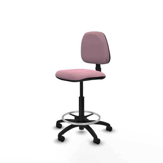 Taburete Isso CP bali rosa sin brazos base poliamida ruedas nailon 50mm