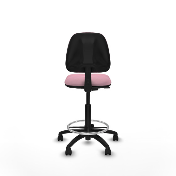 Taburete Isso CP bali rosa sin brazos base poliamida ruedas nailon 50mm
