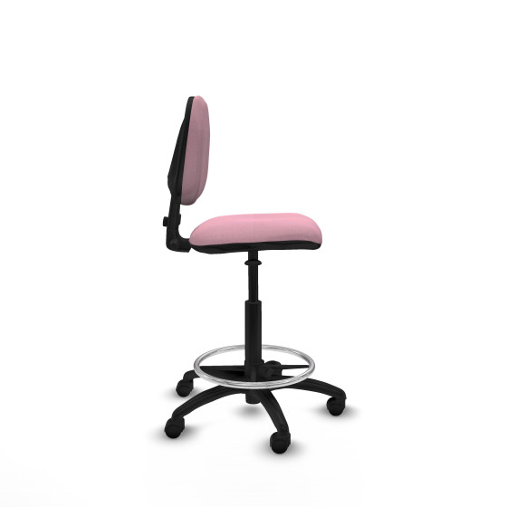 Taburete Isso CP bali rosa sin brazos base poliamida ruedas nailon 50mm