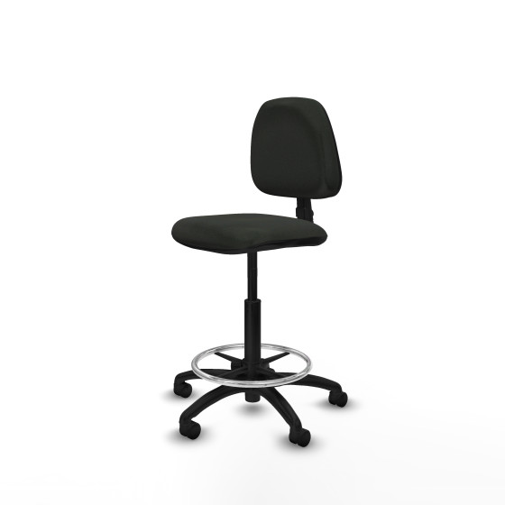 Taburete Isso CP bali negro sin brazos base poliamida ruedas nailon 50mm