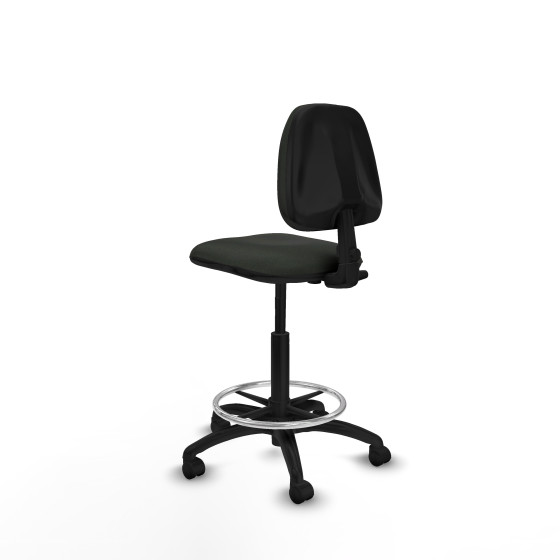 Taburete Isso CP bali negro sin brazos base poliamida ruedas nailon 50mm