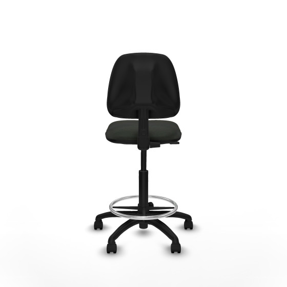 Taburete Isso CP bali negro sin brazos base poliamida ruedas nailon 50mm
