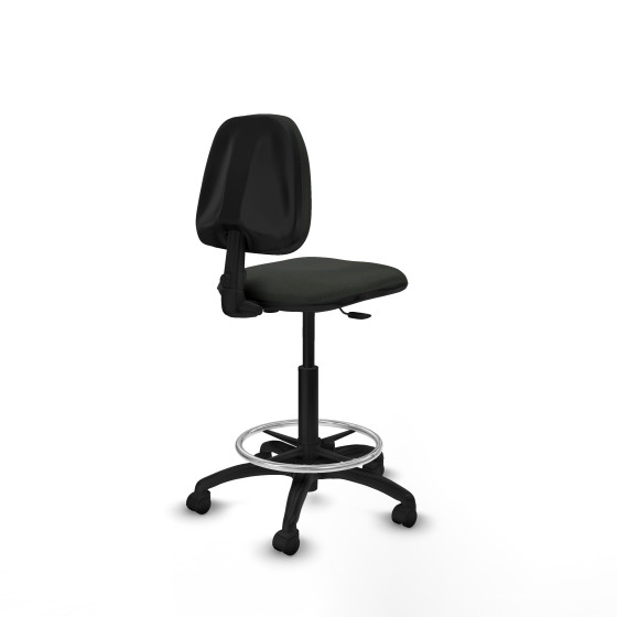 Taburete Isso CP bali negro sin brazos base poliamida ruedas nailon 50mm