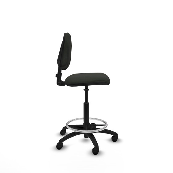 Taburete Isso CP bali negro sin brazos base poliamida ruedas nailon 50mm