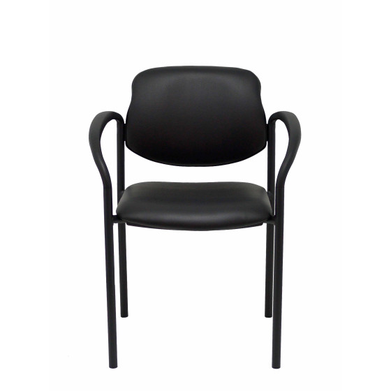 Silla fija Styl similpiel negro chasis negro con brazos