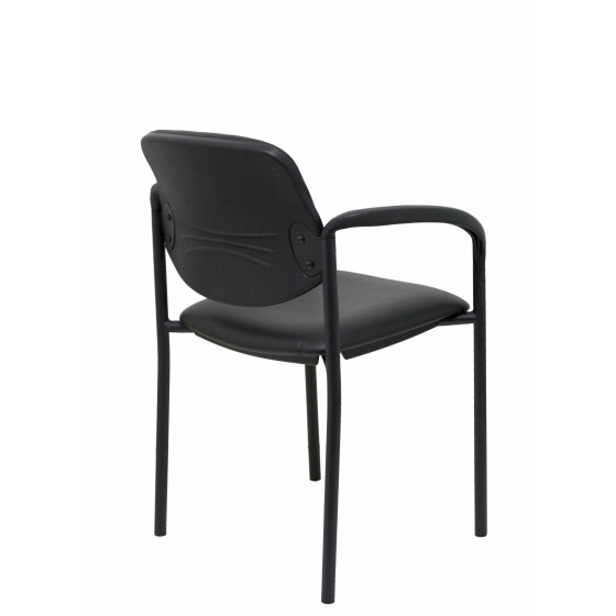 Silla fija Styl similpiel negro chasis negro con brazos