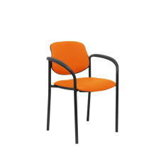 Silla fija Styl similpiel naranja chasis negro con brazos