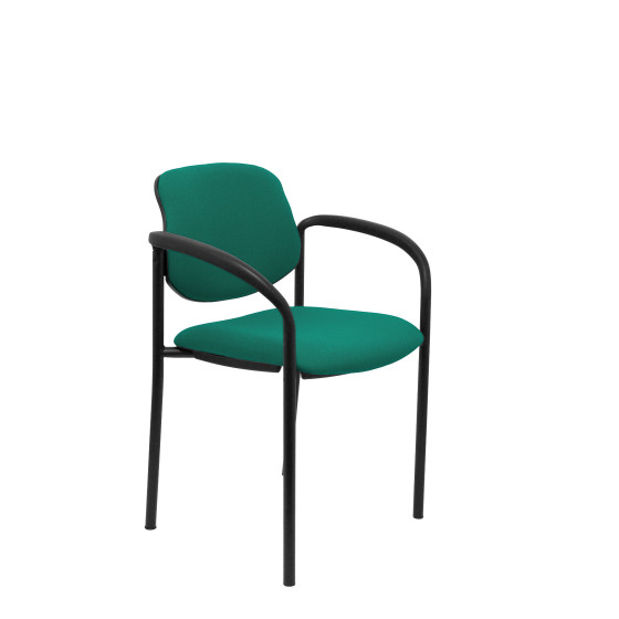 Silla fija Styl bali verde esmeralda chasis negro con brazos