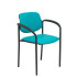 Silla fija Styl similpiel verde chasis negro con brazos