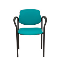 Silla fija Styl similpiel verde chasis negro con brazos