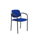 Silla fija Styl similpiel azul chasis negro con brazos
