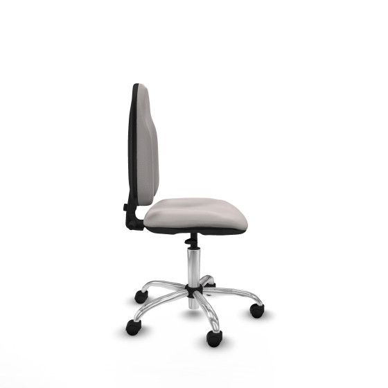 Algarra CP similpiel blanco  base cromada ruedas nailon 50mm