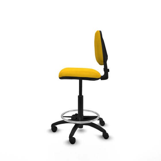 Taburete Isso CP bali amarillo sin brazos base poliamida ruedas nailon 50mm