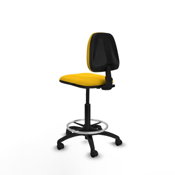 Taburete Isso CP bali amarillo sin brazos base poliamida ruedas nailon 50mm